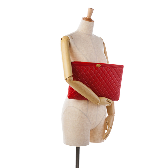 Pre-Loved Chanel Large Lambskin Boy Zip Pouch - Picture 9 of 9